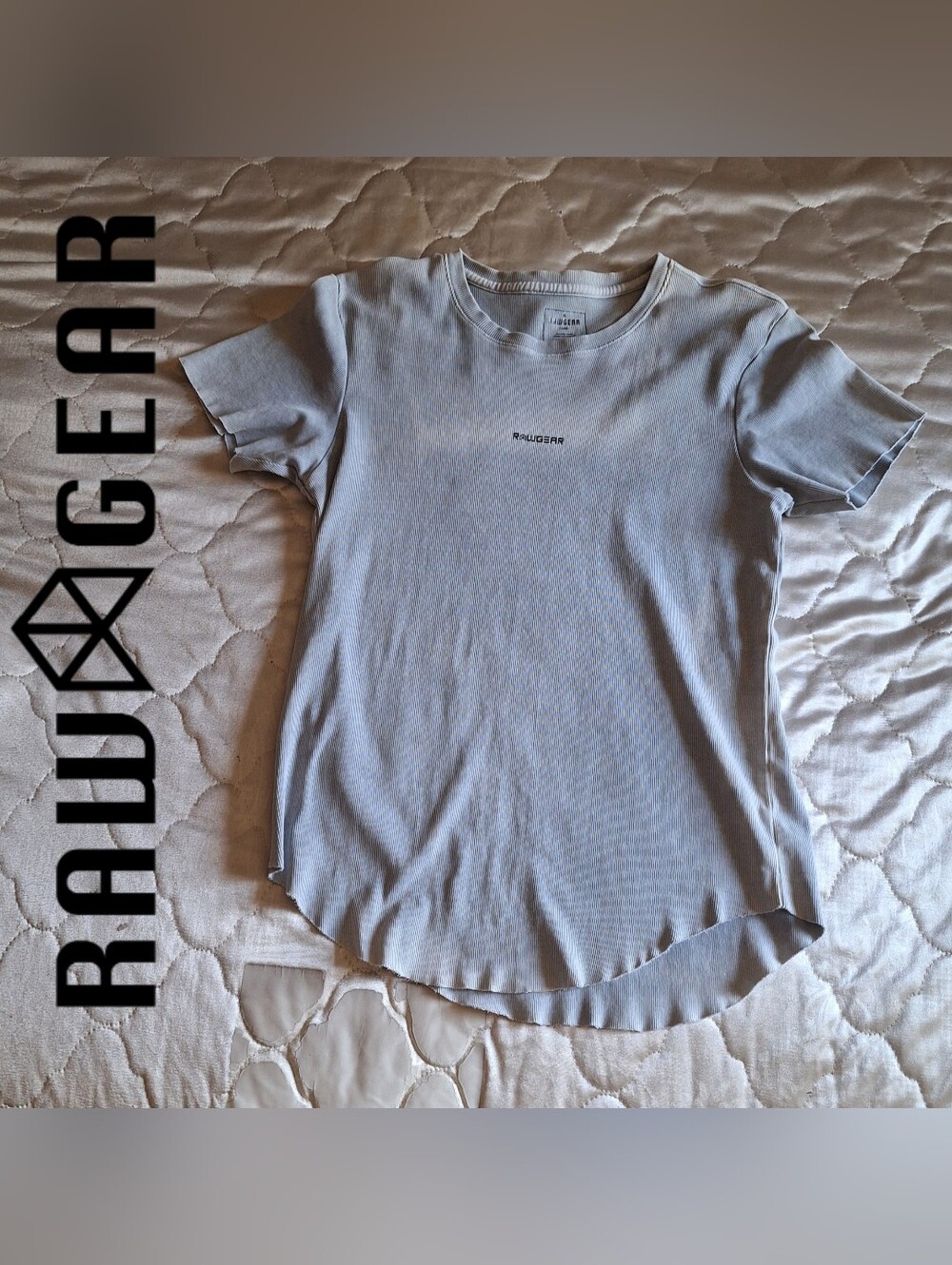 RawGear Short Sleeve Ribbed Tee With A Scallop Bottom and Raw Hem